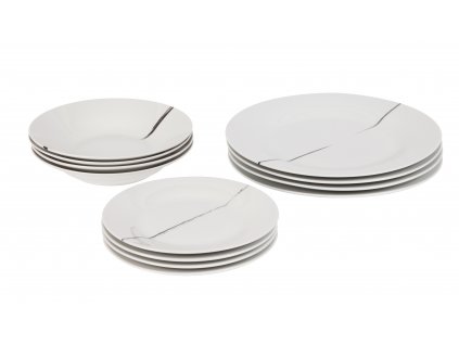 Porcelánová sada talířů 12 ks z kolekce porcelánu BRUSH od by inspire.