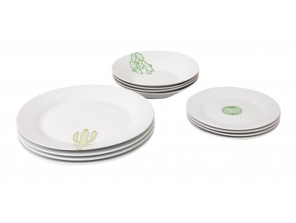 Jídelní souprava talířů 12 ks z kolekce porcelánu CACTUS od by inspire.