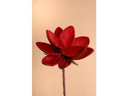 3 82R Aranžovací květina červená červené glitry 18 cm