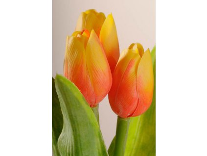 107O2 Francouzský umělý tulipán žluto oranžový 40 cm
