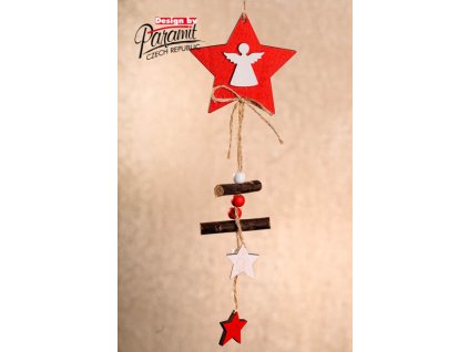 Dřevěná hvězdička červená - Paramit - X047