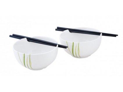 Porcelánový Japonský set 2 misek a 2 hůlek GRASS - by inspire
