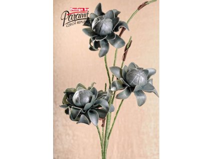 3 79G dekorativní květina 14 cm tm. zelená