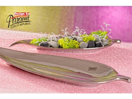 12086 40S tácek List 40 cm stříbrný