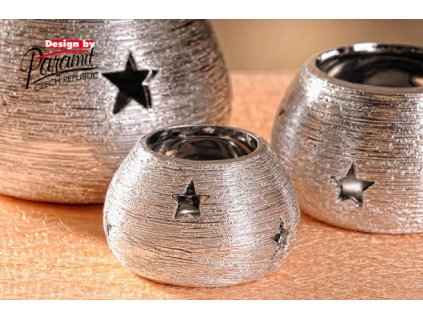 X147 8S svícen Noel stříbrný 8 cm
