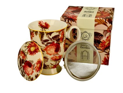 PEONY Hrnek se sítkem a víčkem 325 ml DUO dárkové balení