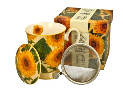 SUNFLOWERS Hrnek se sítkem a víčkem 325 ml DUO dárkové balení