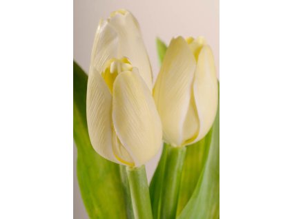 107Y3 Francouzský umělý tulipán pastelově žlutý 40 cm