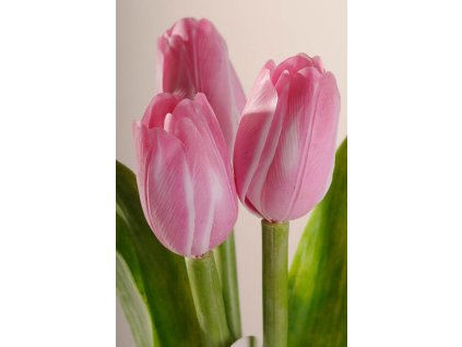 107P8 Francouzský umělý tulipán růžovo bílý 40 cm