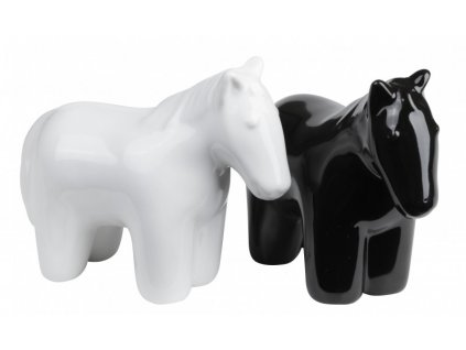 Porcelánová solnička & pepřenka Koně 9 x 7 cm bílá/černá - by inspire