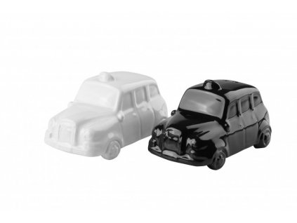 Porcelánová solnička & pepřenka Auta 9 x 4,5 cm bílá/černá - by inspire