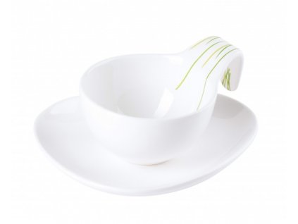 Šálek s podšálkem 150 ml GRASS - bílá/zelená - by inspire