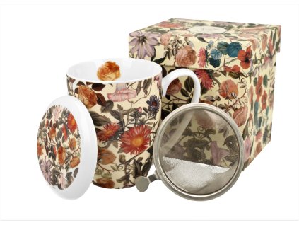 FLORAL DREAM Hrnek se sítkem a víčkem 300 ml pro vaření bylinek