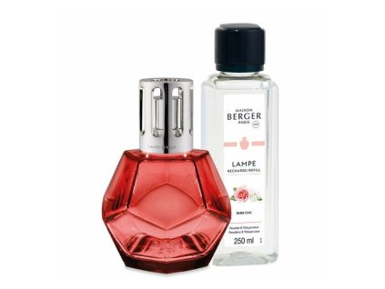 Dárková sada Geometry lampa červená + 250 ml vůně Paris Chic