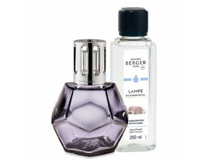 4668 Katalytická lampa GEOMETRY šedá a parfém Bavlněná péče 250 ml dárková sada