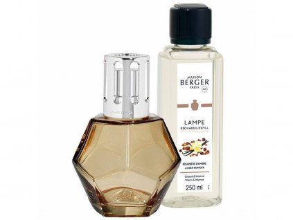 Katalytická lampa GEOMETRY medová a parfém Ambrový prach 250 ml dárková sada bez balení