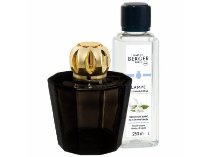 4714 Katalytická lampa BLACK CRYSTAL černá a vůně Jemné Bílé pižmo 250 ml dárková sada