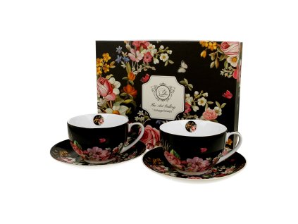 Vintage Flower šálek s podšálkem 250 ml 2 kusy