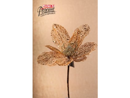F89601 Dekorační květina Magnolie zlatá 40 cm