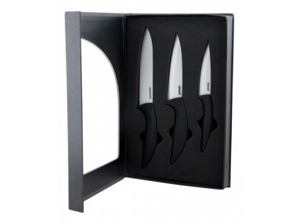 Sada keramických nožů s plastovou soft touch rukojetí (3ks), bílá/černá - by inspire
