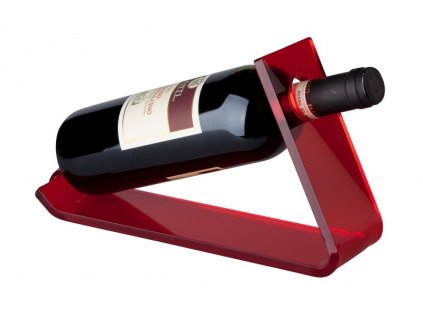 Stojan na 1 láhev vína ( 27,5x33x17cm) akrylik, červená - by inspire