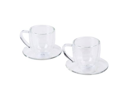 Skleněný šálek s podšálkem 200 ml klasik - dvoustěnný , 2ks - by inspire