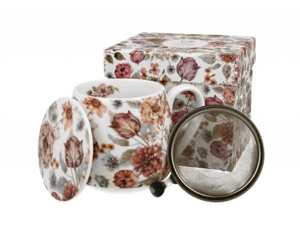 Pastel flowers hrnek se sítkem a víčkem baculka od DUO