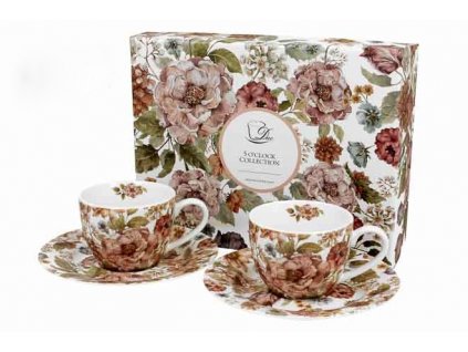 H239 2 Šálek s podšálkem 90 ml set 2 ks Pastel flowers white od DUO