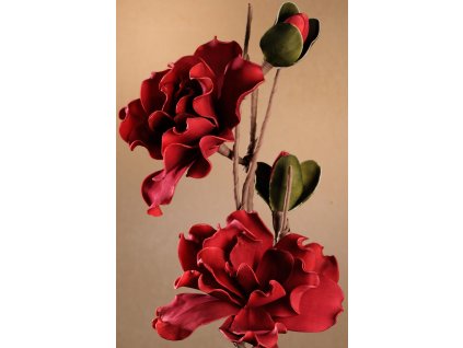 Dekorační květina s dvěma květy červená 85 cm