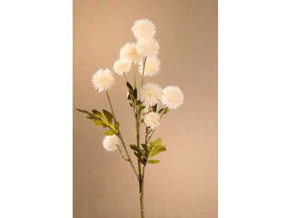 F276 W DRY PLASTIC POMPOM Aranžovací květina bílá 61 cm