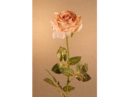 F96875 Umělá růže se třpytkami oranžovo zlatá 60 cm