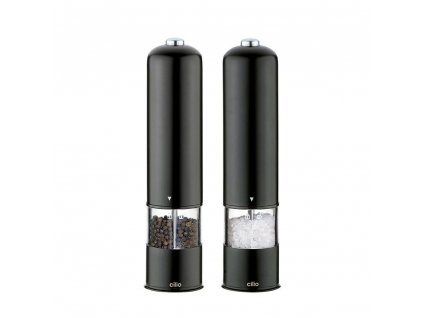 BERGAMO Sada elektrických mlýnků na pepř a sůl černé 23 cm OD Cilio