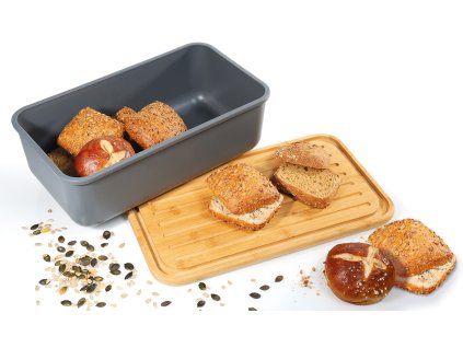 065039 LOFT šedý chlebník s krájecím prkénkem 40x23x13,5 cm Zassenhaus (5)