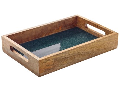 080544 MINERAL COAL Servírovací podnos 30,5x20x5,5 cm mangové dřevo Zassenhaus (1)