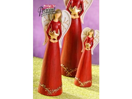 Anděl s hvězdičkou červený 20 cm - Paramit - 4113-20R