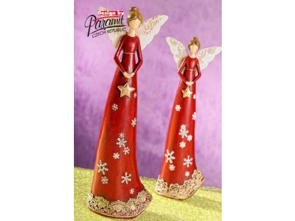 Krajková víla s hvězdičkou červená 30 cm - Paramit - 4117-30R