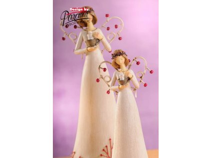 Anděl se svíčkou bílý 20 cm - Paramit - 4119-20W