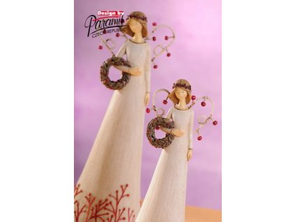 Anděl s věnečkem bílý 20 cm - Paramit - 4120-20W