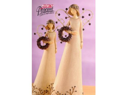Anděl s věnečkem hnědý 25 cm - Paramit - 4120-25B