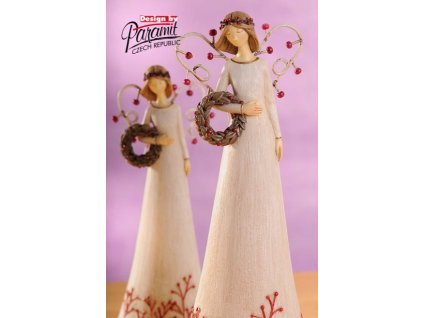Anděl s věnečkem bílý 25 cm - Paramit - 4120-25W