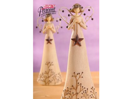Anděl s hvězdičkou hnědý 25 cm - Paramit - 4121-25B