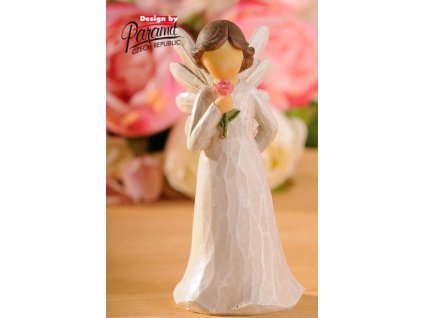 Andílek s růží 13 cm - Paramit - 4131-13