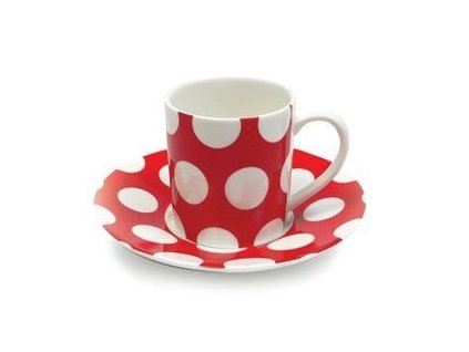 Šálek červený s podšálkem na Espresso 100 ml - Polkadot PD3011 - Maxwell&Williams