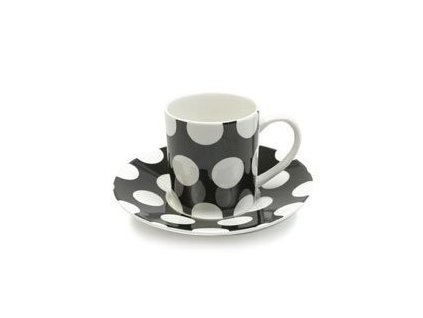 Porcelánový šálek s podšálkem na Espresso 100 ml černý - Polkadot - Maxwell&Williams