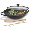 PROVENCE Litinová Wok pánev se skleněnou poklicí - 36 cm