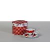 Šálek na espresso 90 ml s podšálkem - set 2 ks - červený