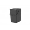 129940 Odpadkový koš sort and Go 25 l černá od Brabantia zboku s rukojetí