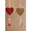 X245M Vánoční srdíčka na dřevě zlaté a červené visací od Paramit