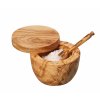 058574 Dóza na sůl z olivového dřeva od Zassenhaus se lžičkou