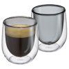 VERONA Dvoustěnné sklenice na espresso 80 ml - sada 2 ks kouřové sklo